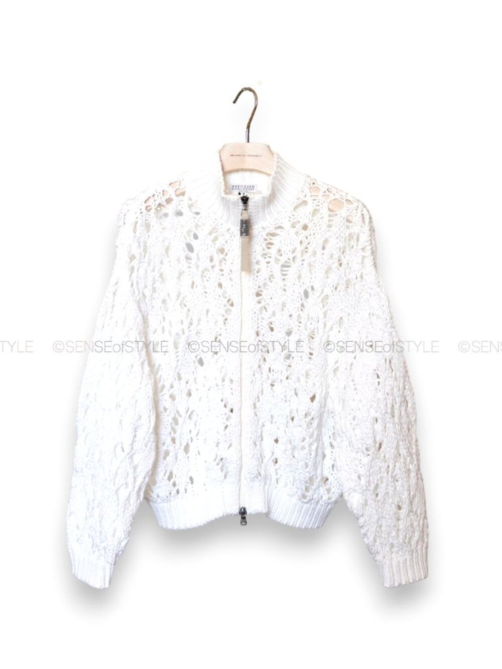 Brunello Cucinelli white Cardigan Monili trim Sweater Top Size XS